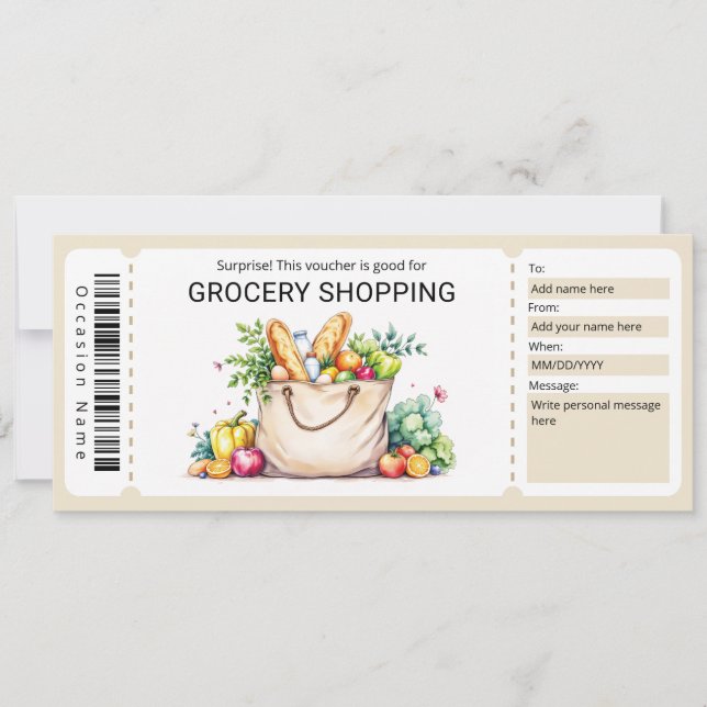 Grocery Shopping Voucher Inbjudningar (Framsida)