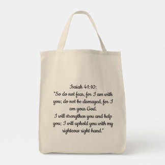 Grocery Tote Bag with Bible Faith Over Fear Floral Tygkasse