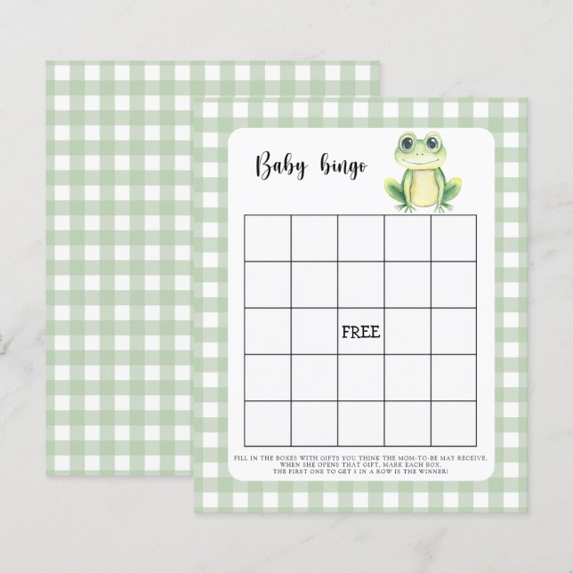 Grod Baby shower bingo spel (Fram/baksida)