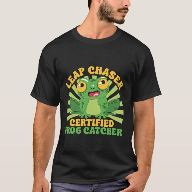 Grod Fångare Hopp Jägare Certifierad Groda T Shirt (Framsida)
