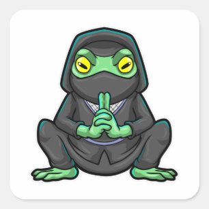 Grod som Ninja i svart Fyrkantigt Klistermärke