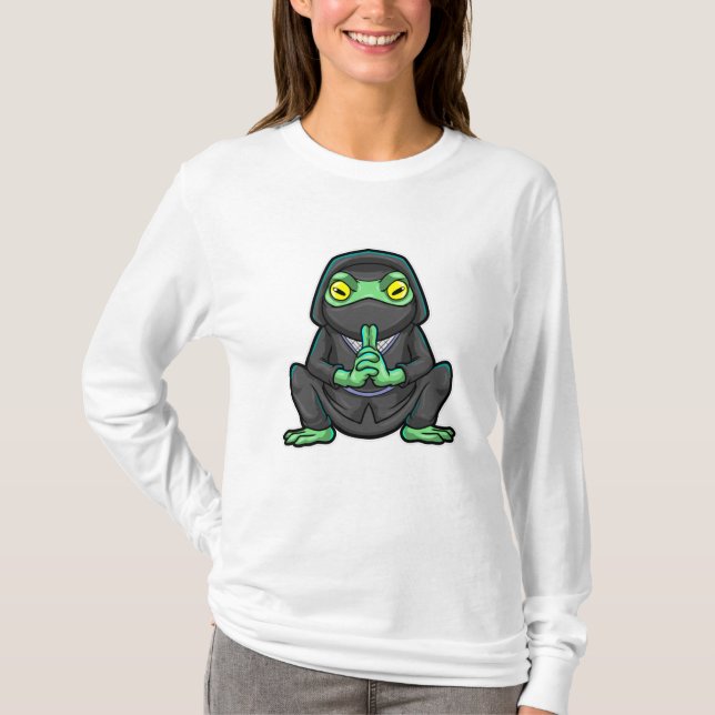 Grod som Ninja i svart T Shirt (Framsida)
