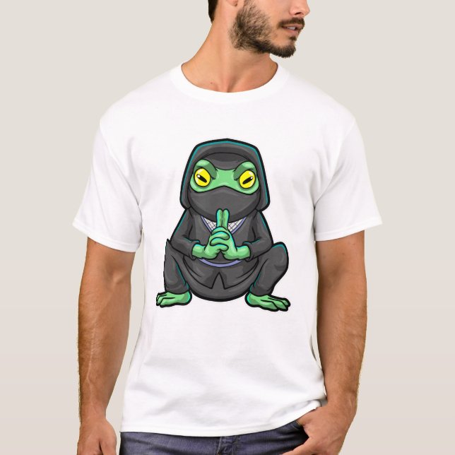 Grod som Ninja i svart T Shirt (Framsida)