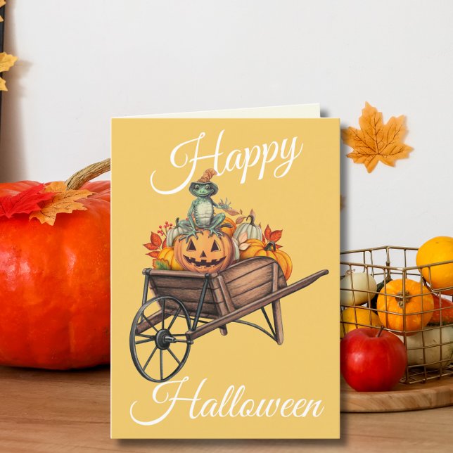 Grod-tastisk Pumpa Trillkärra Halloween Helgkort (Skapare uppladdad)