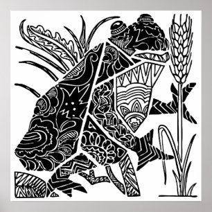 Groda boho-blommigtens abstrakt poster