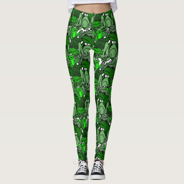 Groda Cartoon Gröna Dam Leggings (Framsida)