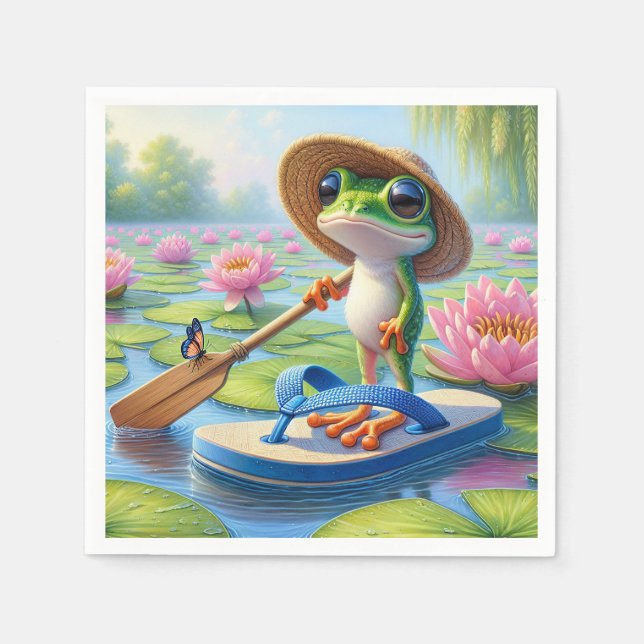 Groda Flytande på flip-flop Pappersservett (Framsidan)