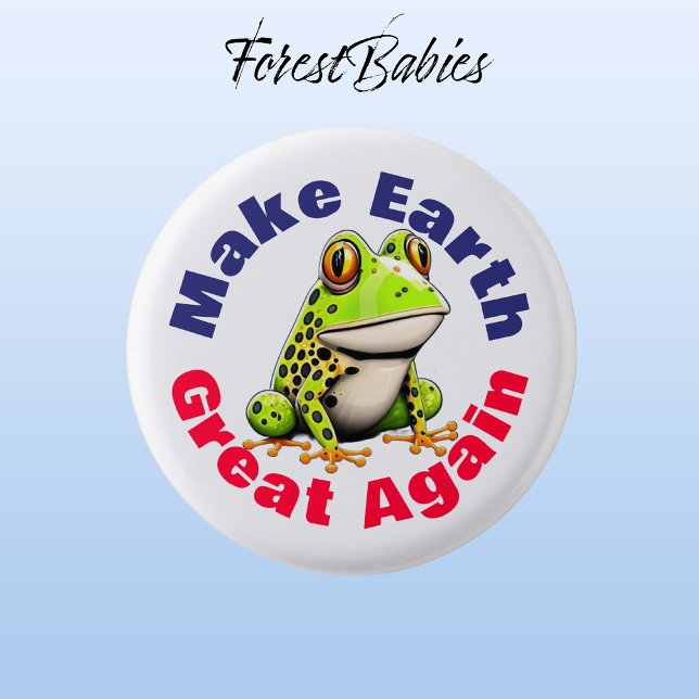 Groda, gör jorden Underbar igen, Cute Environmenta Knapp (Frog 🐸 ForestBabies Button)