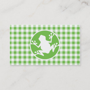 Groda; Grön Gingham Visitkort