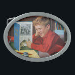 Groda i bibliotek<br><div class="desc">Konstnär: Richard Sargent | pojke i bibliotek, groda som gömmas i historiebok</div>