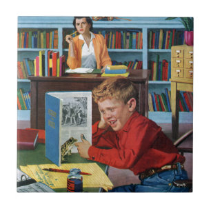 Groda i bibliotek kakelplatta