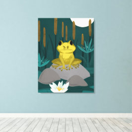 Groda i Midnight Pond Väggkonst - Canvas