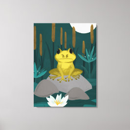 Groda i Midnight Pond Väggkonst - Canvas