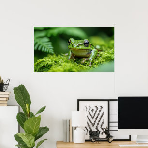 groda i ny undervegetation av skogsmossy poster