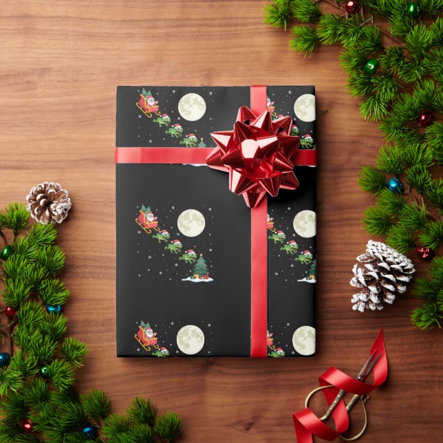 Groda jul tomte släd fullmåne snöig natt presentpapper (Julgåva)