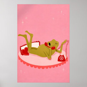 Groda Kärlek Poster, Rosa Väggkonst, Romantisk Gro Poster