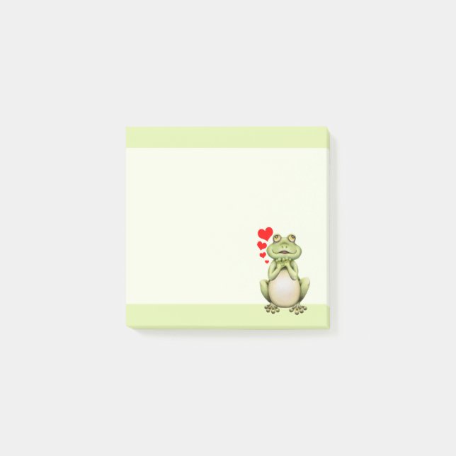 Groda Kärlek Teckning Grönt Post-it Block (Framsida)