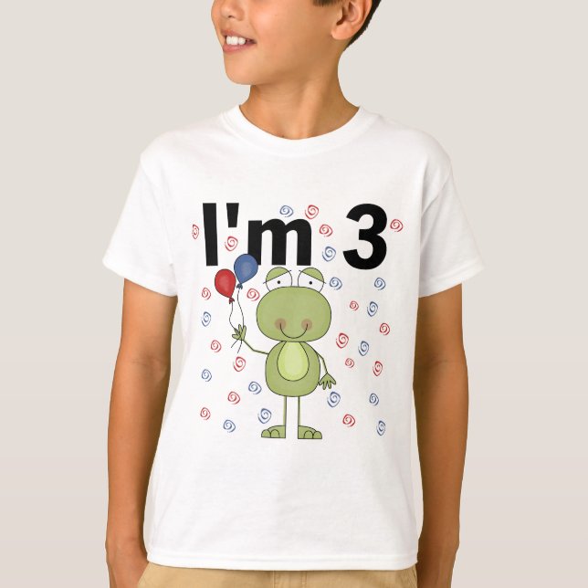 Groda med ballonger 3:e födelsedagen t-shirt (Framsida)