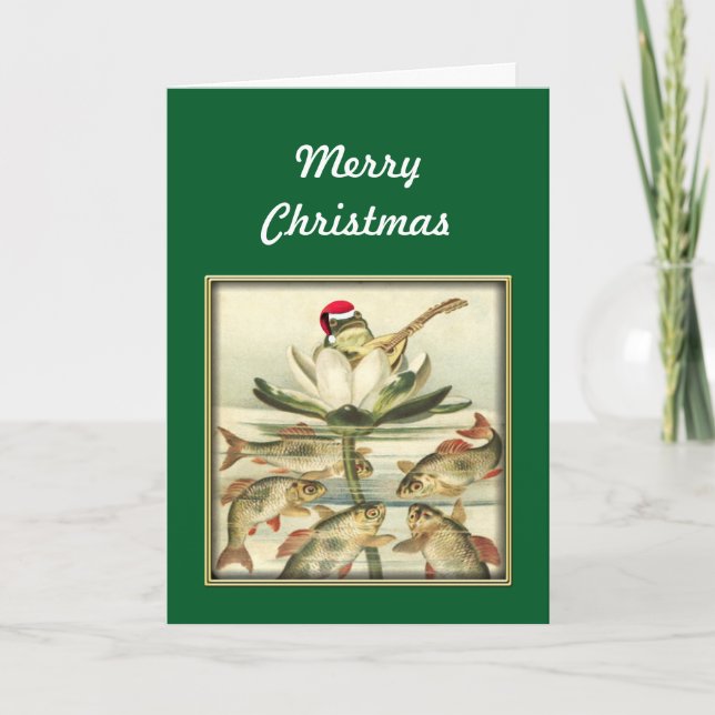 Groda med Banjo Singing God jul Helgkort (Framsida)