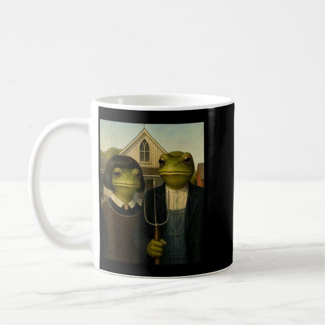 Groda med bobfrisyr Aamerikansk gotisk Gen Z gård Kaffemugg (Vänster)