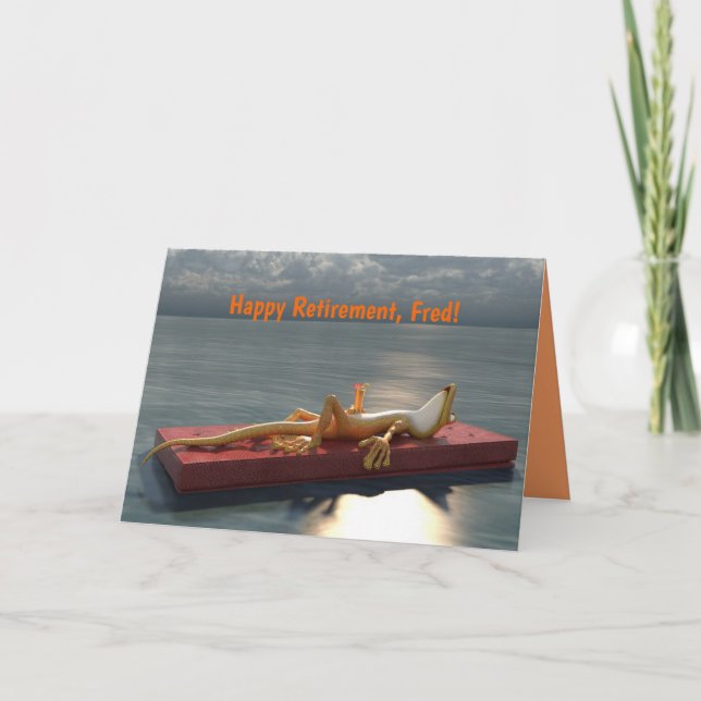 Groda med Cocktail Sol Bathing Lycklig Pension Kort (Framsida)