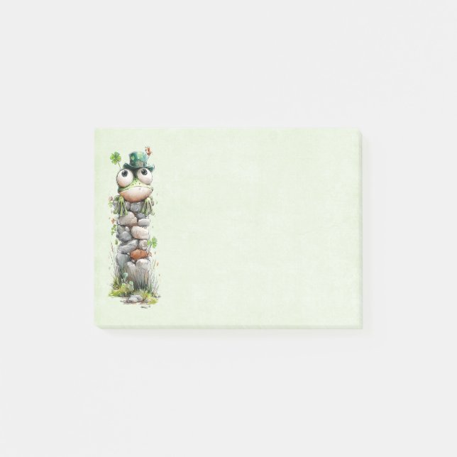 Groda med grön hatt och shamrock söt post-it block (Framsida)