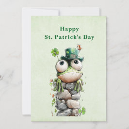 Groda med grön hatt och shamrock St. Patrick's Day Julkort