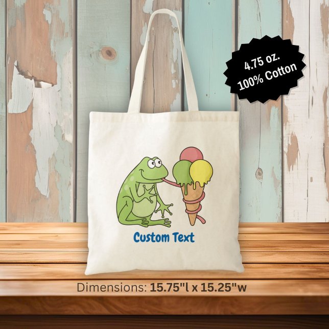 Groda med Icecream Tote Bag Tygkasse (Skapare uppladdad)