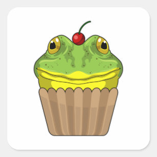 Groda med muffin fyrkantigt klistermärke
