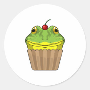Groda med muffin runt klistermärke