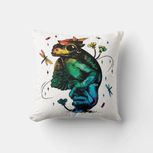 Groda med svamp Cottagecore Handritad Stil Kudde