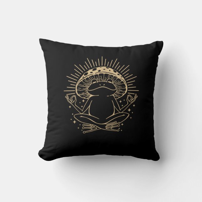 Groda & Minimalistisk Stuga Aesthetic Goblincore Kudde (Framsida)