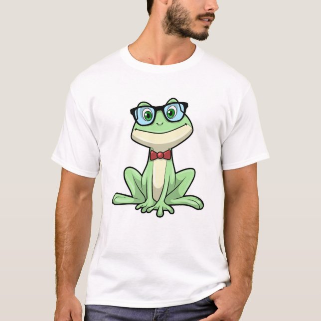 Groda nörd elev glasögon slips t shirt (Framsida)
