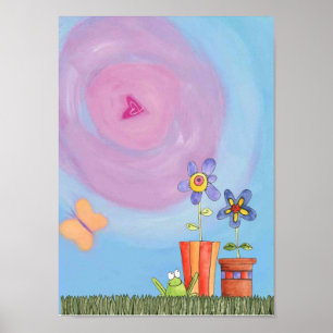 groda och blommor poster