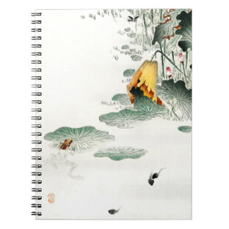 Groda och grodyngel av Ohara Koson, japansk natur. Anteckningsbok