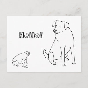 Groda och hund, Hej, Färgkort 2 Vykort