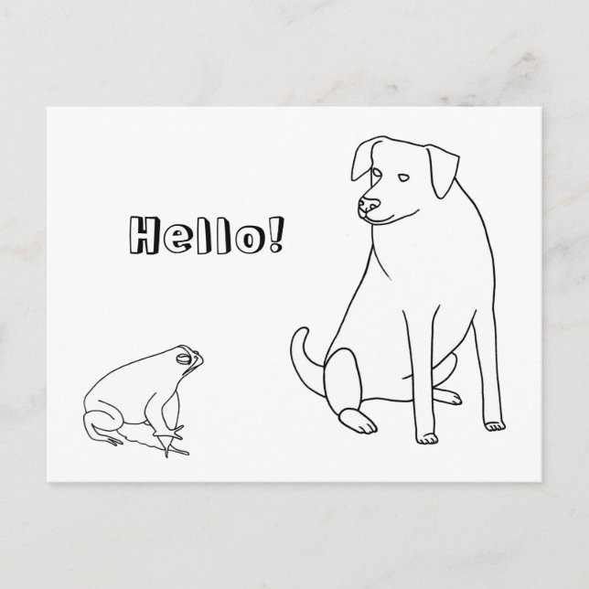 Groda och hund, Hej, Färgkort 2 Vykort (Framsida)