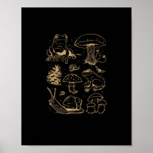 Groda Och Svamp Vintage Skiss – Estetisk Gob Poster