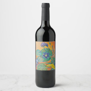 groda och vatten lilies vinflaska etikett