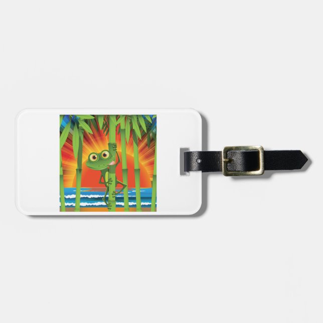 Groda på bambubagagemärkre bagagebricka (Horisontell Framsida)