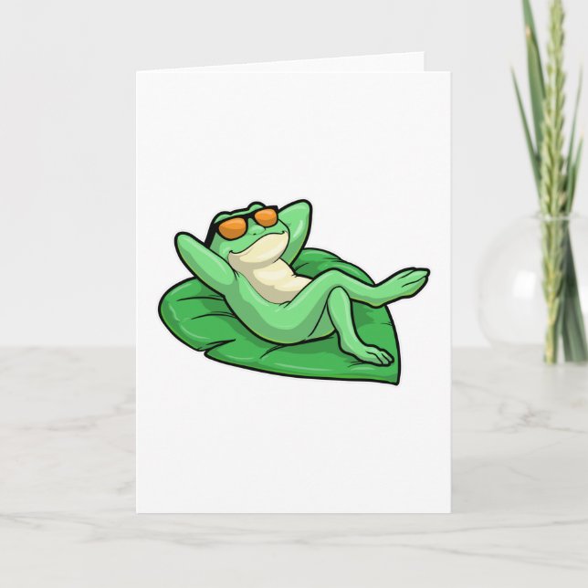 Groda på blad med solglasögon kort (Framsida)