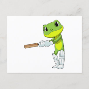 Groda på Cricket med cricketträ Vykort