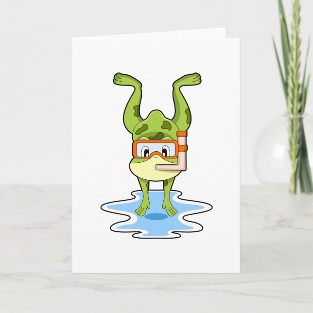 Groda på dykning med snorkel kort (Framsida)