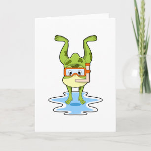 Groda på dykning med snorkel kort