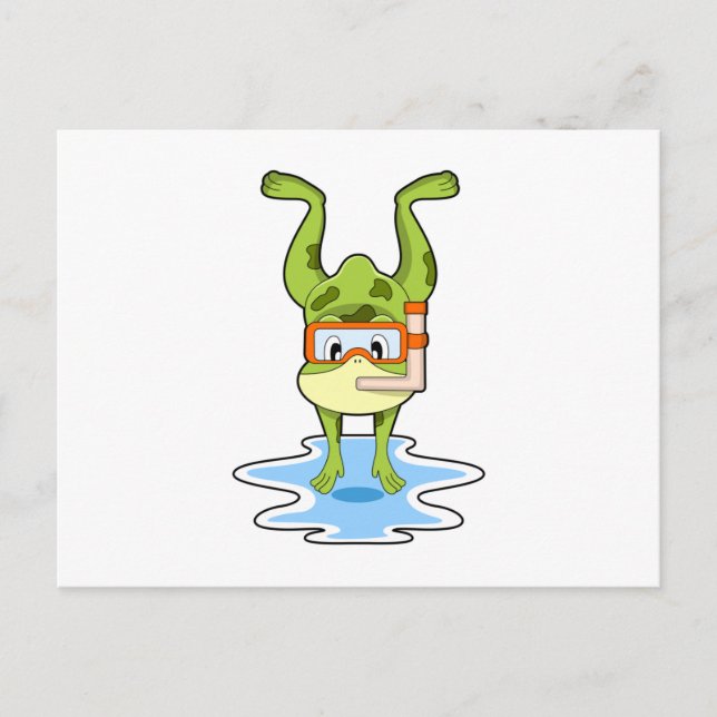 Groda på dykning med snorkel vykort (Framsida)