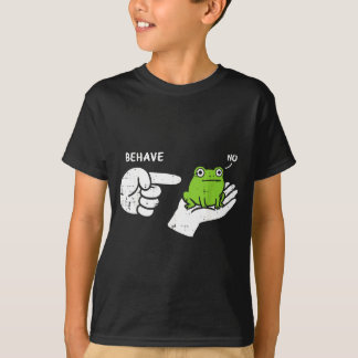 Groda på hand uppför sig roligt meme tecknad film t shirt