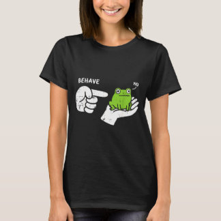 Groda på hand uppför sig roligt meme tecknad film t shirt