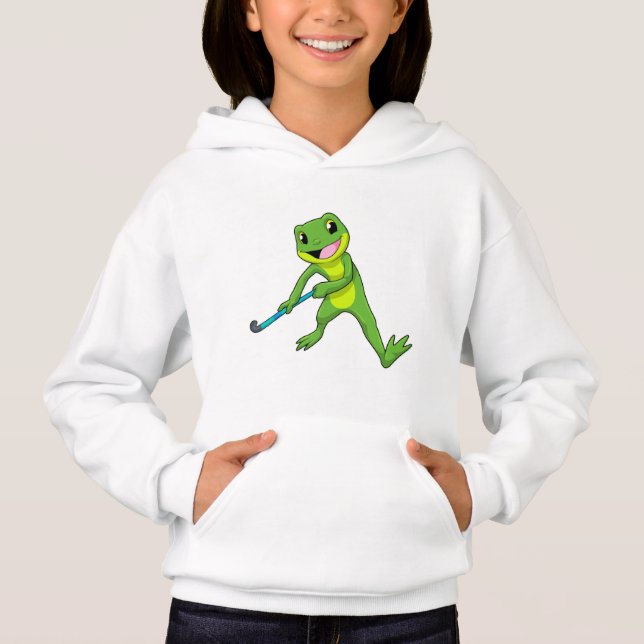 Groda på hockey med hockeyklubba t shirt (Framsida)