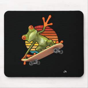 Groda På Skateboard - Retro Solnedgång Skateboardi Musmatta