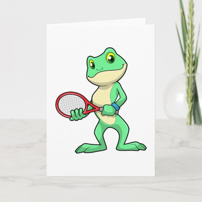 Groda på tennis med tennisracket kort (Framsida)